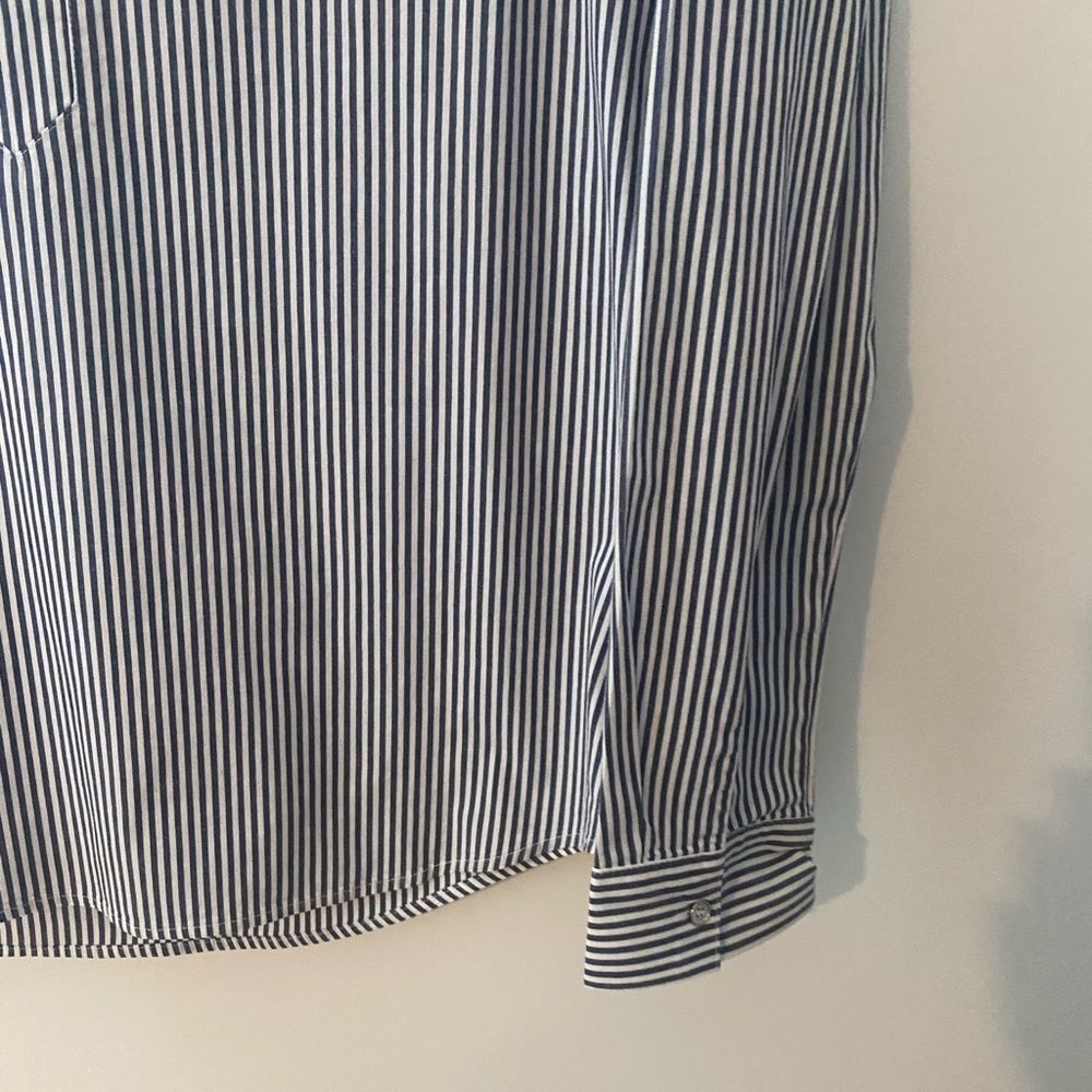 Sigrid Olsen Womens S Blue White Striped Lace Up Popover Shirt Nautical Blouse - Picture 4 of 8
